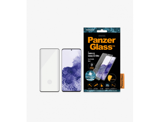 Ekrano apsauga PanzerGlass Samsung, Galaxy S21 Ultra Series, Antibacterial glass, Black, Antifingerprint screen protector, Case Friendly, Compatible with the in-screen fingerprint reader