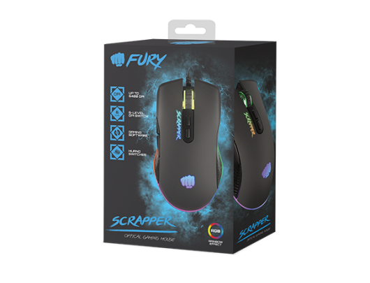 Žaidimų pelė Genesis Gaming Mouse Fury Scrapper Wired, 500-6400 DPI, Black