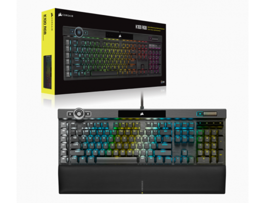 Žaidimų klaviatūra Corsair Mechanical Gaming Keyboard K100 RGB Optical NA, Wired, Black/Red