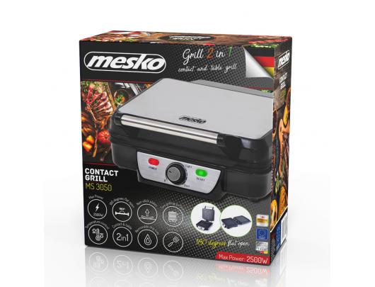 Elektrinis grilis Mesko Grill MS 3050 Contact grill, 1800 W, Black/Stainless steel