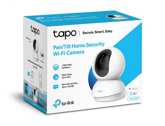 IP kamera TP-LINK Pan/Tilt Home Security Wi-Fi Camera Tapo C200 4mm/F/2.4, Privacy Mode, Sound and Light Alarm, Motion Detection and Notifications, H.264, Micro SD, Max. 128 GB