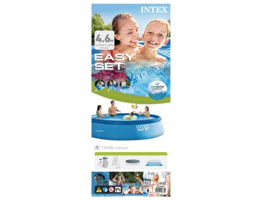 Baseinas Intex Easy Set Pool Set with Filter Pump, Safety Ladder, Ground Cloth, Cover Blue, Age 6+, 457x107 cm