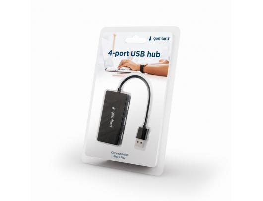USB adapteris Gembird 4-port USB hub UHB-U2P4-04 Black