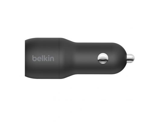 Automobilinis įkroviklis Belkin Dual USB-A 24W + USB-A to Lightning Cable BOOST CHARGE Black
