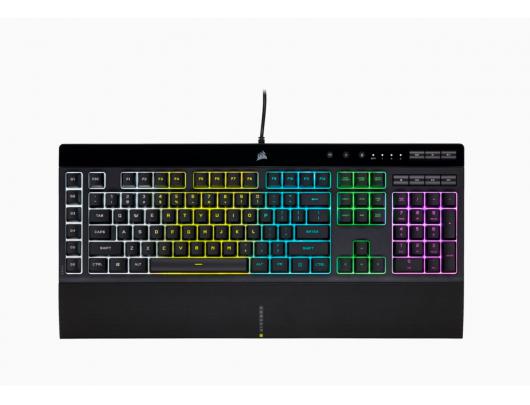 Žaidimų klaviatūra Corsair K55 RGB PRO Gaming Keyboard, RGB LED light, NA, Wired, Black