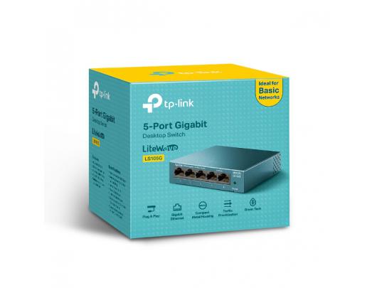 Komutatorius TP-LINK Desktop Network Switch LS105G 10/100/1000 Mbps (RJ-45), Unmanaged, Desktop, Ethernet LAN (RJ-45) ports 5