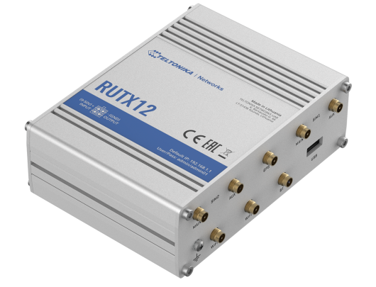 Maršrutizatorius Teltonika RUTX12 - wireless router - WWAN - Bluetooth, Wi-Fi 5 - desktop 5-port switch 2.4 GHz / 5 GHz