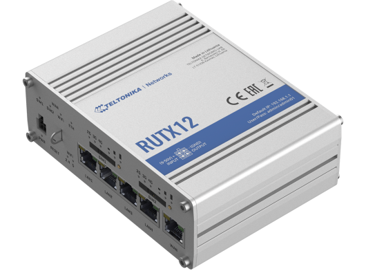 Maršrutizatorius Teltonika RUTX12 - wireless router - WWAN - Bluetooth, Wi-Fi 5 - desktop 5-port switch 2.4 GHz / 5 GHz