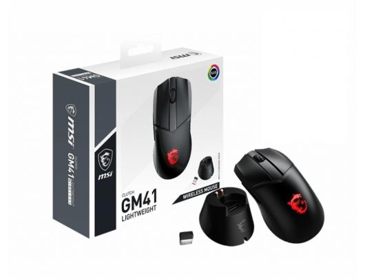 Žaidimų pelė MSI Clutch GM41 Lightweight Optical, RGB LED light, Wireless connection, Black, Gaming Mouse, 1000 Hz