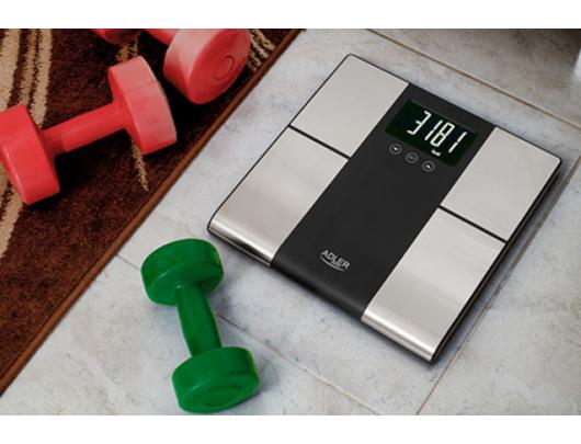 Svarstyklės Adler Bathroom scale with analyzer AD 8165	 Maximum weight (capacity) 225 kg, Accuracy 100 g, Body Mass Index (BMI) measuring, Stainless
