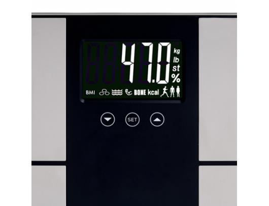 Svarstyklės Adler Bathroom scale with analyzer AD 8165	 Maximum weight (capacity) 225 kg, Accuracy 100 g, Body Mass Index (BMI) measuring, Stainless