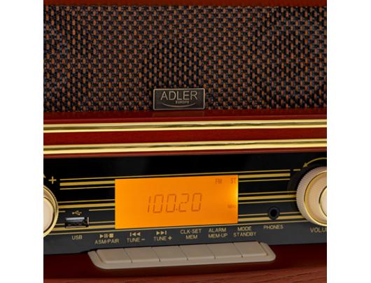 Radijo imtuvas Adler Retro Radio AD 1187	 Display LCD, AUX in, Wooden, Alarm function