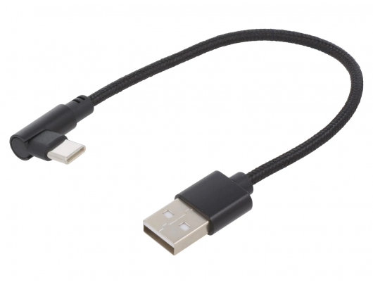 Kabelis Gembird Angled USB Type-C charging and data cable CC-USB2-AMCML-0.2M 0.2 m, Black
