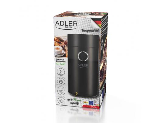 Kavamalė Adler AD4446bs 150 W, Coffee beans capacity 75 g, Lid safety switch, Black
