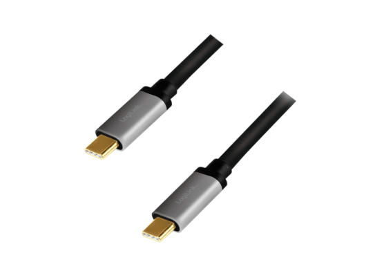 Kabelis Logilink USB 3.2 Gen 2 cable, C/M to C/M, 4K/60Hz, PD,alu CUA0107 1 m, USB-C male, USB-C male