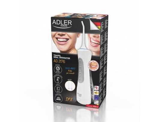 Tarpdančių irigatorius Adler Travel AD 2176 Oral irrigator, 150 ml, Number of heads 2, White, Number of teeth brushing modes 3