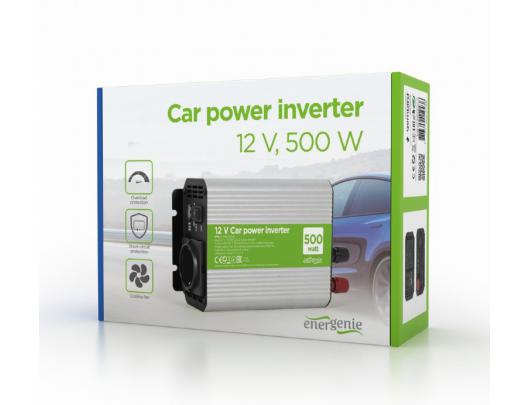 Įtampos keitiklis (inverteris) Gembird 12 V Car power inverter, 500 W EG-PWC500-01