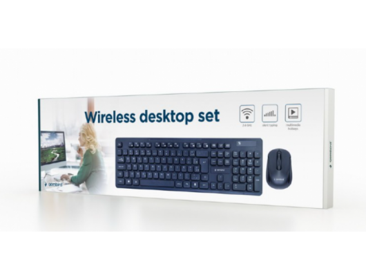 Klaviatūra+pelė Gembird Wireless desktop set KBS-WCH-03 Wireless, Mouse included, US, Wireless connection, Black, US, 380 g