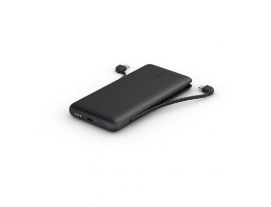 Išorinė baterija (power bank) Belkin BOOST CHARGE Plus Power Bank 10000 mAh, Integrated LTG and USB-C cables, Black, 18 W