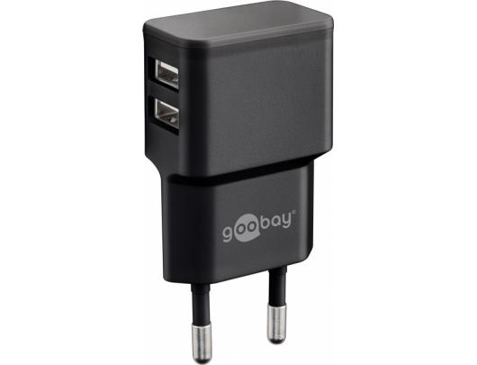 Įkroviklis Goobay Dual USB charger 44951 2.4 A, 2 USB 2.0 female (Type A), Black, 12 W
