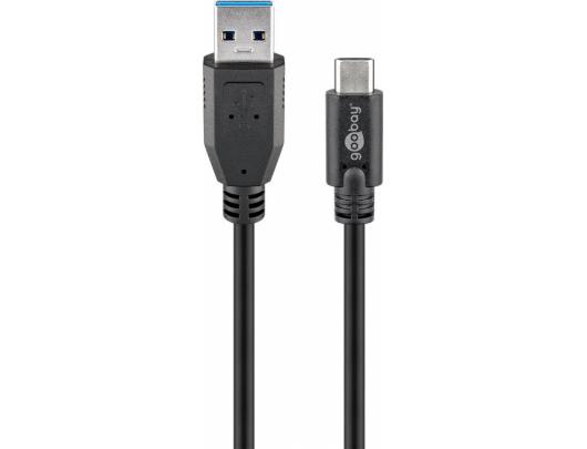 Kabelis Goobay Sync & Charge Super Speed USB-C to USB A 3.0 charging cable 67999 Round cable, USB-C male, USB 3.0 male (type A), Black, 0.5 m