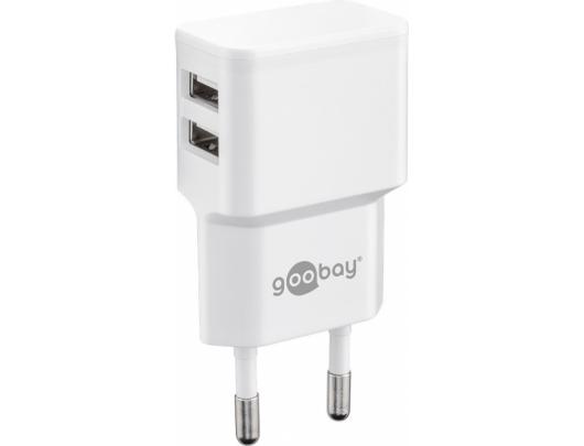 Įkroviklis Goobay Dual USB charger 44952 2.4 A, 2 USB 2.0 female (Type A), White, 12 W