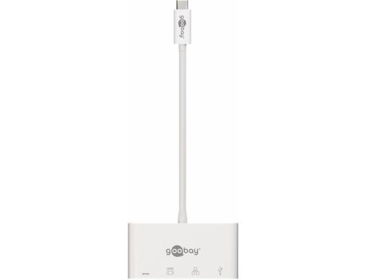 Jungčių stotelė Goobay USB-C Multiport Adapter (HDMI + Ethernet, PD) 62105 White