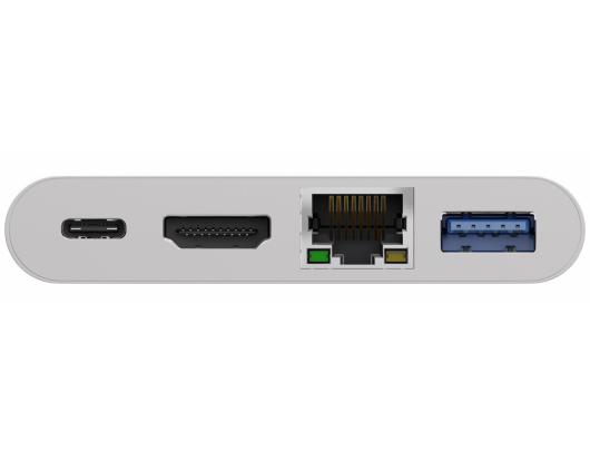 Jungčių stotelė Goobay USB-C Multiport Adapter (HDMI + Ethernet, PD) 62105 White