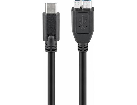 Kabelis Goobay 67995 USB-C to micro-B 3.0 cable Round cable, SuperSpeed data transfer - The USB-C cable supports data transfer rates up to 5GBps - 10