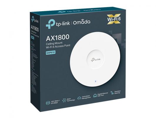 Belaidės prieigos taškas TP-LINK AX1800 Indoor WiFi 6 Access Point EAP610 802.11ax, 2.4 GHz/5 GHz, 1201 Mbit/s, N/A Mbit/s, Ethernet