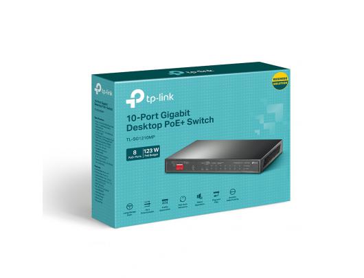 Komutatorius TP-LINK 10-Port Gigabit Easy Smart Switch with 8-Port PoE+ TL-SG1210MP Unmanaged, Desktop, Power supply type External, Ethernet LAN (RJ-