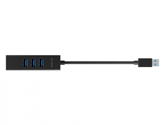 Jungčių stotelė Raidsonic 4 Port Hub with USB 3.0 Type-A, Type-C, Gigabit LAN Icy Box IB-HUB1419-LAN Black