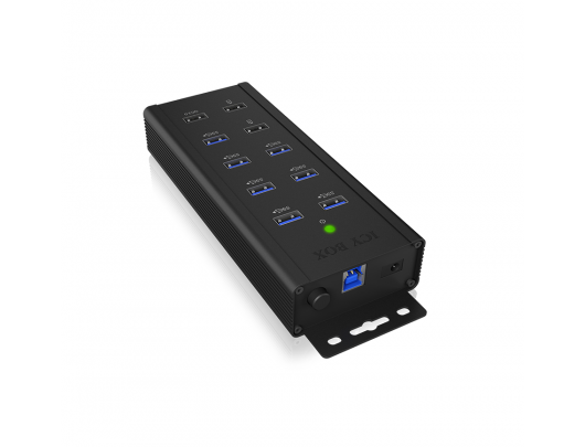 USB šakotuvas Raidsonic 7-port Industrial hub IB-HUB1703-QC3 0.71 m, Black, USB Type-A