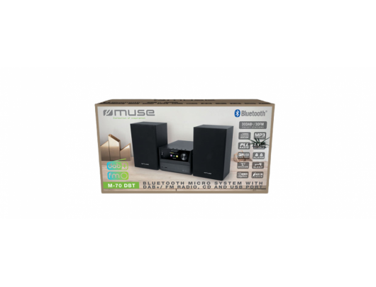 Radijo imtuvas Muse Bluetooth Micro System With DAB+/FM Radio 	M-70 DBT 2x20 W, Bluetooth, CD player, AUX in