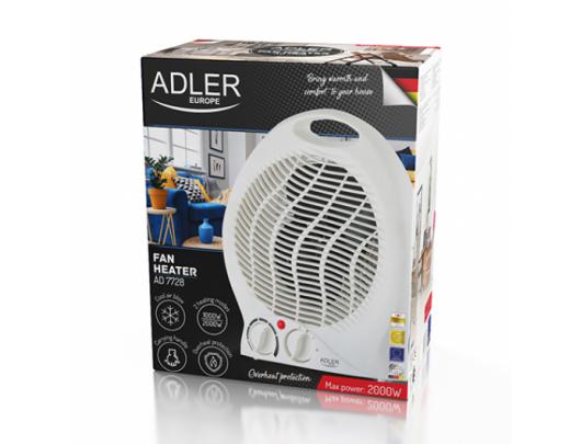 Šildytuvas Adler Heater AD 7728 Fan Heater, 2000 W, Number of power levels 2, White