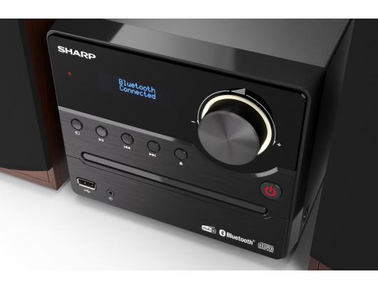 Muzikinis centras  Sharp XL-B517D, USB prievadas, AUX įvestis, Bluetooth, CD grotuvas, FM radijas, belaidis ryšys, ruda.
