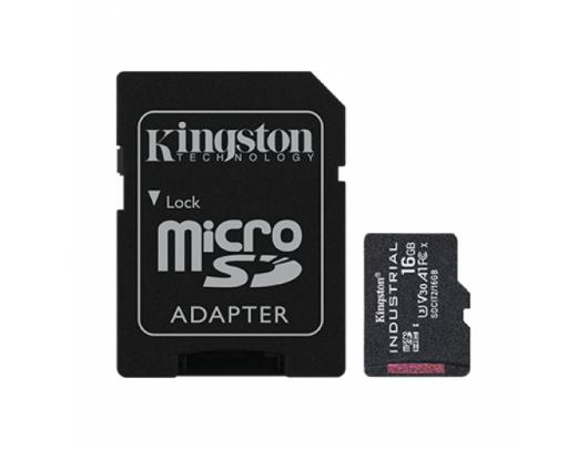 Atminties kortelė Kingston UHS-I 16GB, microSDHC/SDXC Industrial Card, Flash memory class Class 10, UHS-I, U3, V30, A1, SD Adapter