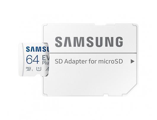 Atminties kortelė Samsung microSD Card EVO PLUS 64GB, MicroSDXC, Flash memory class 10, SD adapter