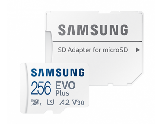 Atminties kortelė Samsung microSD Card EVO PLUS 256GB, MicroSDXC, Flash memory class 10, SD adapter