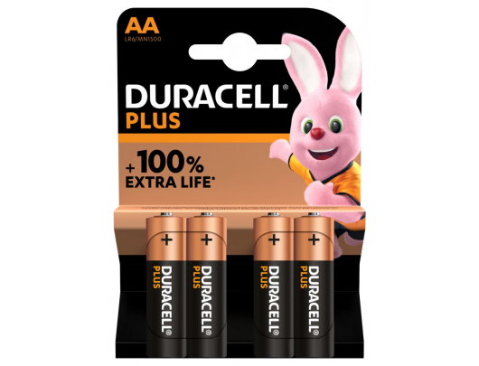 Baterijos Duracell Plus MN1500 AA, Alkaline, 4 vnt