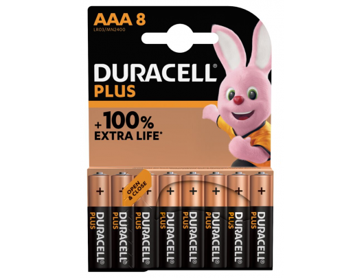 Baterijos Duracell Plus MN2400 AAA, Alkaline, 8 vnt