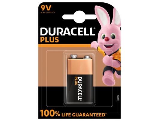 Baterijos Duracell Plus MN1604 9V, Alkaline, 1 vnt