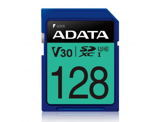 Atminties kortelė ADATA Premier Pro UHS-I SDXC, 128 GB, Flash memory class 10, U3, V30, 85 MB/s, 100 MB/s