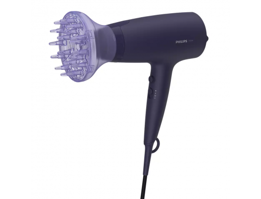 Plaukų džiovintuvas Philips BHD360/20, 2100 W, 6 temperatūros nustatymai, joninė funkcija, difuzoriaus antgalis, juoda/mėlyna.