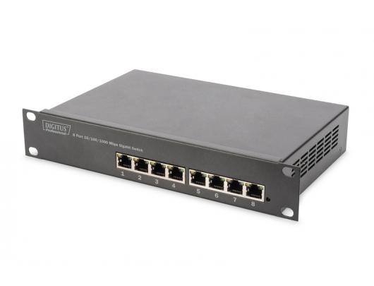 Komutatorius Digitus 8-port Gigabit Ethernet Switch DN-80114 10/100/1000 Mbps (RJ-45), Unmanaged, Rack mountable, Power supply type Internal, Ethernet