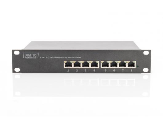 Komutatorius Digitus 8-port Gigabit Ethernet PoE switch DN-95317 10/100/1000 Mbps (RJ-45), Unmanaged, Rack mountable, Power supply type Internal, Ethe