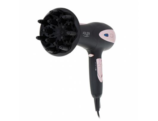Plaukų džiovintuvas Adler Hair Dryer AD 2248b ION 2200 W, Number of temperature settings 3, Ionic function, Diffuser nozzle, Black/Pink