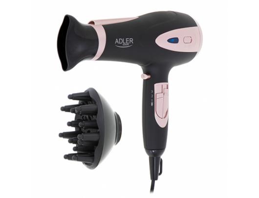 Plaukų džiovintuvas Adler Hair Dryer AD 2248b ION 2200 W, Number of temperature settings 3, Ionic function, Diffuser nozzle, Black/Pink