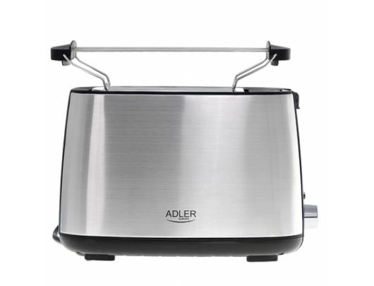Skrudintuvas Adler Toaster AD 3214 Power 750 W, Number of slots 2, Housing material Stainless steel, Stainless steel/Black