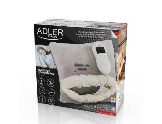 Šildoma antklodė rankoms Adler Heating Blanket AD 7412 Number of heating levels 8, Number of persons 1, Washable, Soft fleece, 80 W, Grey